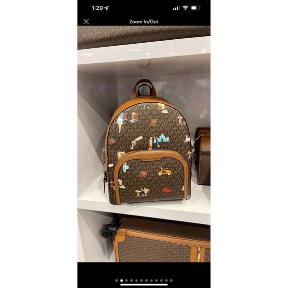 Michael Kors backpack jaycee large pocketbook girls printed brown multi - Picture 1 of 11